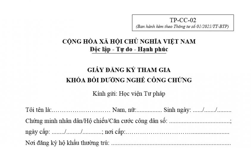 29 Mẫu Đơn Trong Công Chứng Áp Dụng Từ Ngày 26/03/2021